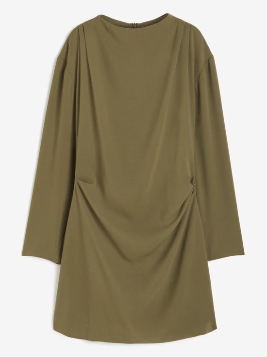 H&M Dresses & Skirts - H&M Olive Draped Long-Sleeve Mini Dress